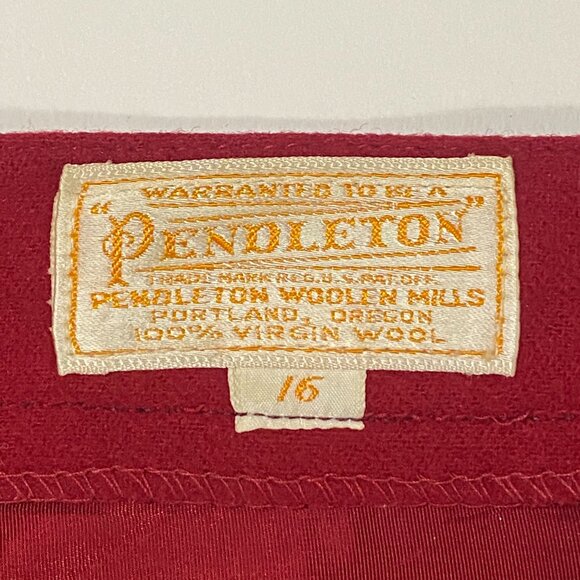 Pendleton Vintage 1950s 100% Wool Red Western Skirt Size 16 Belt Loops - Picture 2 of 8